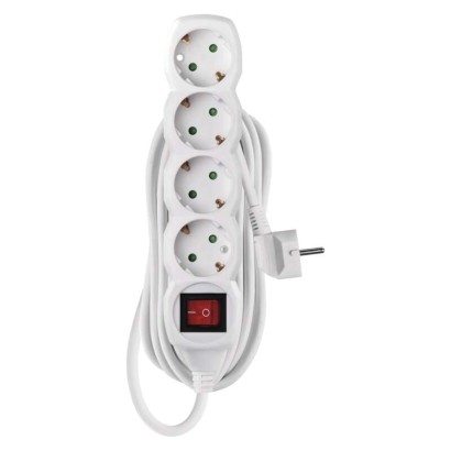 Emos P1425r Prodlužovací kabel 5 m / 4 zásuvky / s vypínačem / bílý / Pvc / 1,5 mm2