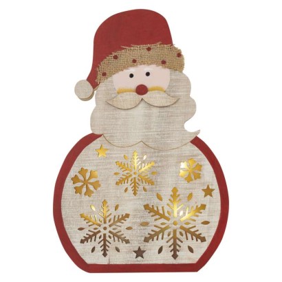 Emos Dcww24 Led dekorace dřevěná – Santa, 30 cm, 2x Aaa, vnitřní, teplá bílá, časovač
