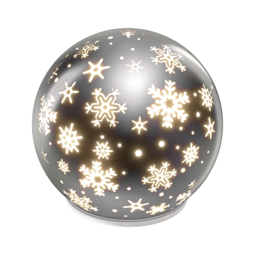Emos LED vánoční skleněná koule – vločky, 12 cm