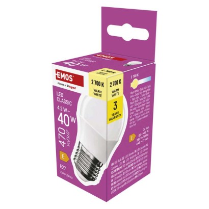 Emos Globe /E27/4,2 W(40 W)/470 lm/teplá bílá