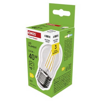 Emos Led Flm mini Gl 3,4W(40W) 470lm E27 Nw
