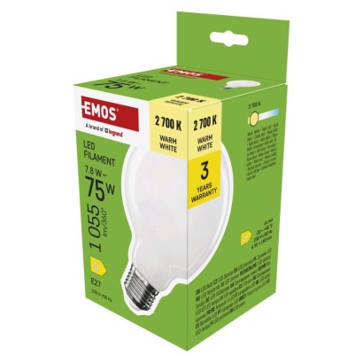 Emos Led žárovka Filament G95 / E27 / 7,8 W (75 W) / 1055 lm / teplá bílá