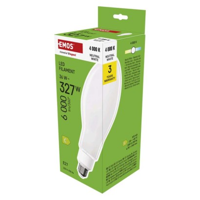 Emos Led žárovka Filament Ed90 / E27 / 36 W (327 W) / 6 000 lm / neutrální bílá