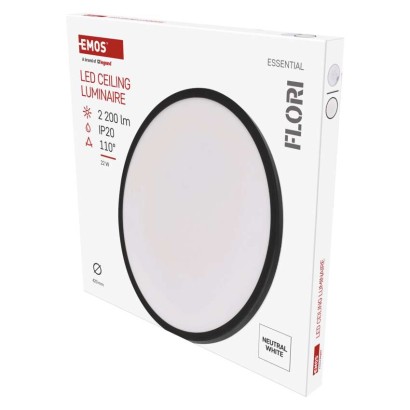 Emos Led přisazené svítidlo Flori kruhové, černé, 22W, neutrální bílá