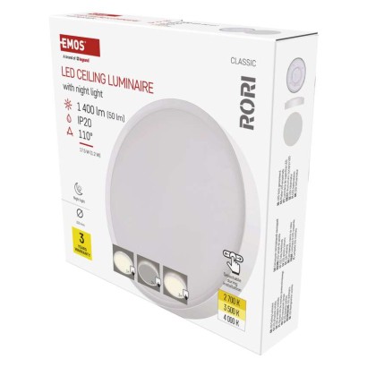 Emos Led přisazené svítidlo Rori kruhové, bílé, 17W, se změnou Cct