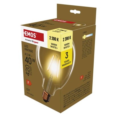 Emos Lighting Led žárovka Vintage G125 / E27 / 4,5 W (40 W) / 420 lm / teplá bílá