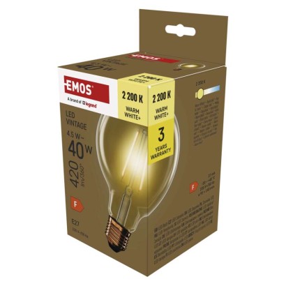 Emos Lighting Led žárovka Vintage G95 / E27 / 4,5 W (40 W) / 420 lm / teplá bílá