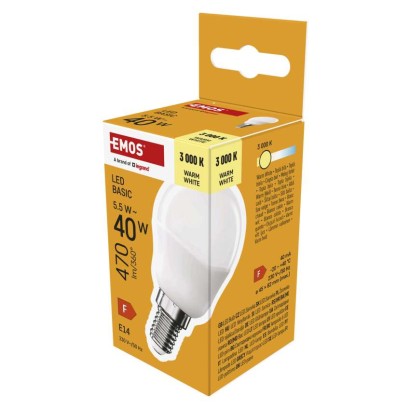 Emos Led žárovka Basic Mini Globe / E14 / 5,5 W (40 W) / 470 lm / teplá bílá