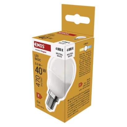 Emos Lighting Led žárovka Basic Mini Globe / E14 / 5,5 W (40 W) / 470 lm / teplá bílá