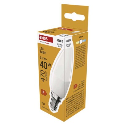 Emos Lighting Led žárovka Basic svíčka / E14 / 5,5 W (40 W) / 470 lm / teplá bílá