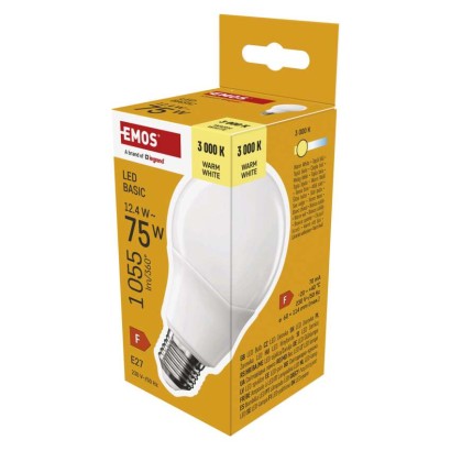 Emos Led žárovka Basic A60 / E27 / 12,4 W (75 W) / 1055 lm / teplá bílá