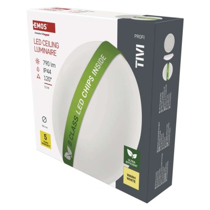 Emos Lighting Led přisazené svítidlo Tivi, B Class, kruhové bílé 5,5W, Ip44, teplá bílá