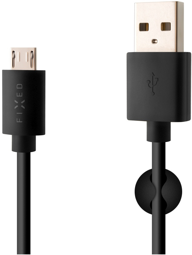 Datový a nabíjecí kabel FIXED s konektorem micro USB, 2,4A, černý