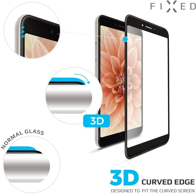 Levně Fixed tvrzené sklo pro mobilní telefon 3D Full-cover ochranné tvrzené sklo pro Apple iPhone 7/8/SE (2020) černé Fixg3d-100-033bk