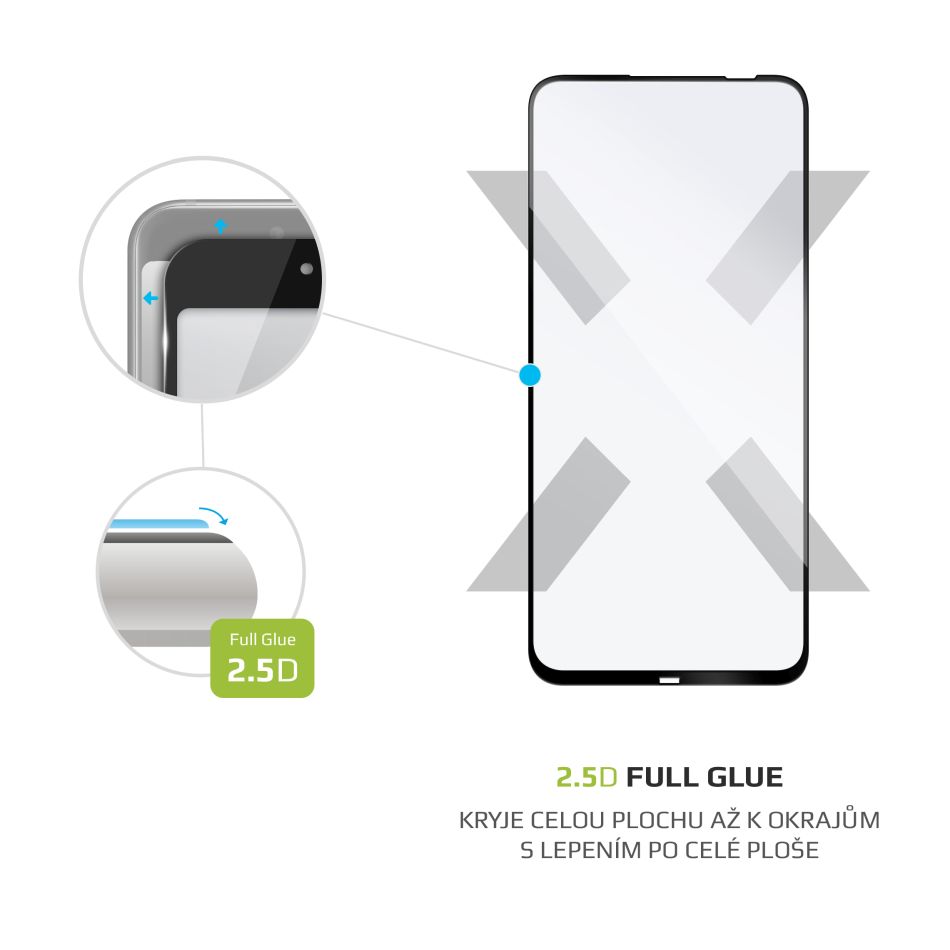 Ochranné tvrzené sklo FIXED Full-Cover pro Huawei P40 Lite, lepení přes celý displej, černé