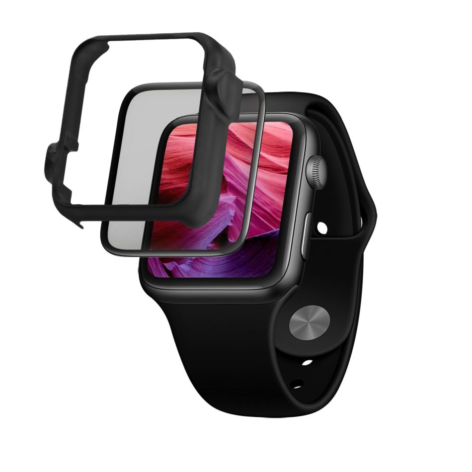 Levně Ochranné tvrzené sklo Fixed 3D Full-cover pro Apple Watch 40mm s aplikátorem, s lepením přes celý displej, černé