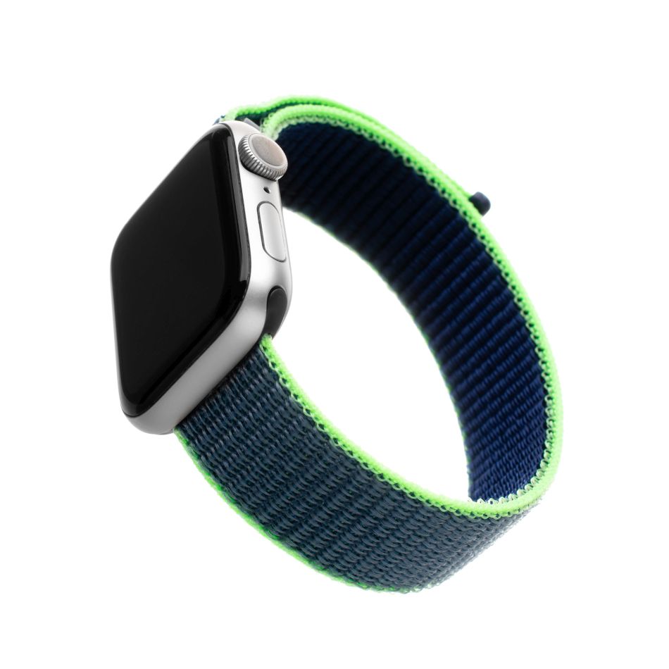Nylonový řemínek FIXED Nylon Strap pro Apple Watch 44mm/ Watch 42mm, neonově modrý