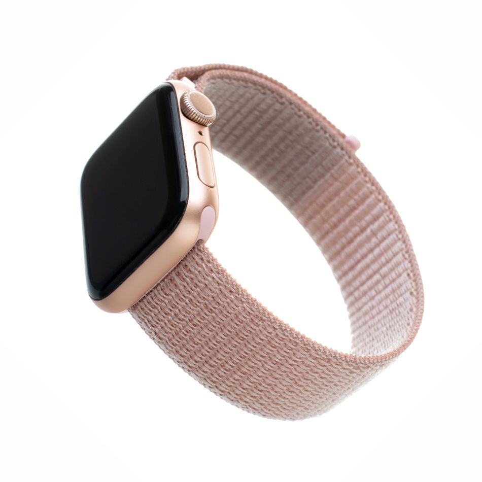 Nylonový řemínek FIXED Nylon Strap pro Apple Watch 44mm/ Watch 42mm, růžově zlatý