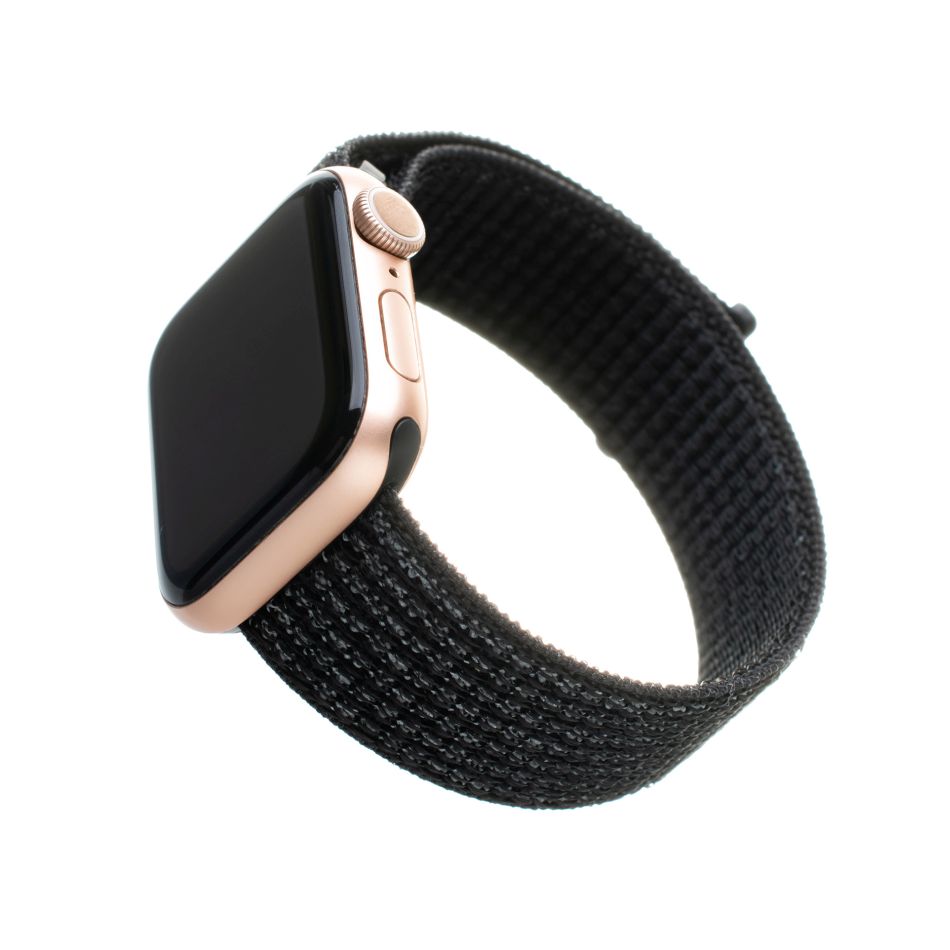 Nylonový řemínek FIXED Nylon Strap pro Apple Watch 44mm/ Watch 42mm, reflexně černý