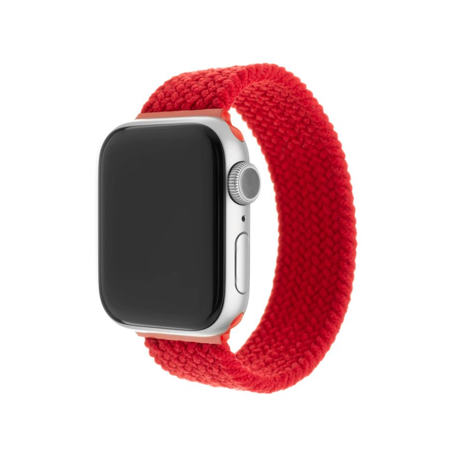 Elastický nylonový řemínek FIXED Nylon Strap pro Apple Watch 42/44mm, velikost L, červený