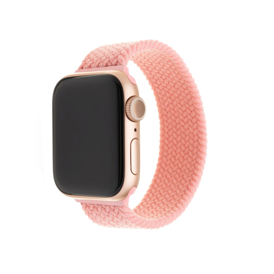 Elastický nylonový řemínek FIXED Nylon Strap pro Apple Watch 42/44mm, velikost S, růžový