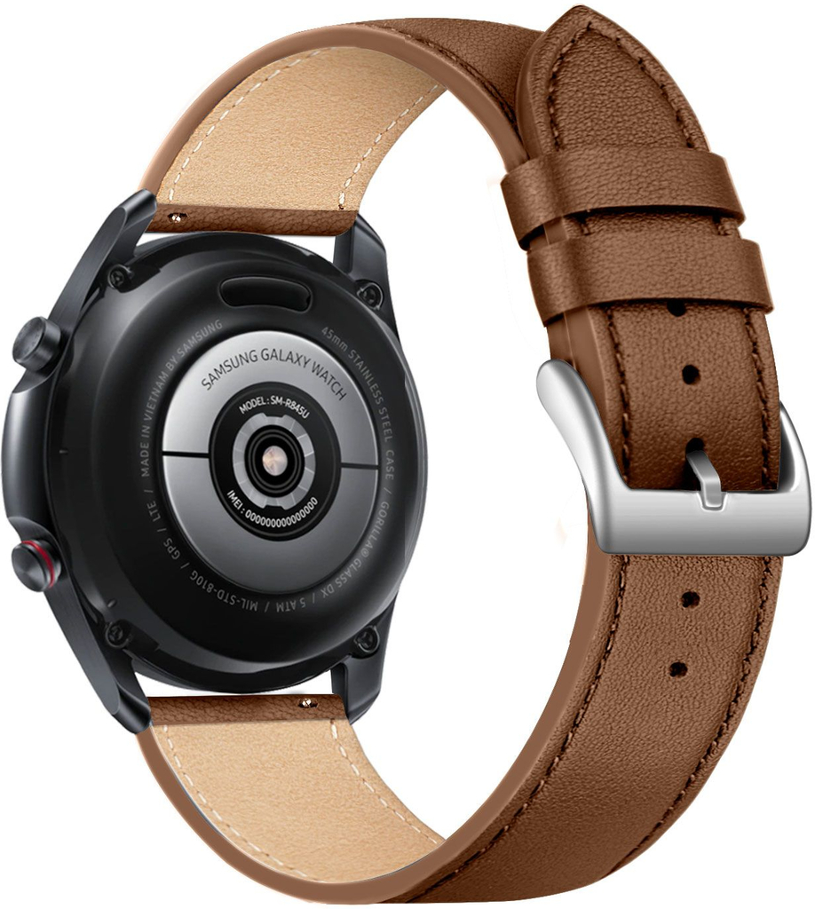 Levně Kožený řemínek Fixed Leather Strap s šířkou 22mm pro smartwatch, hnědý