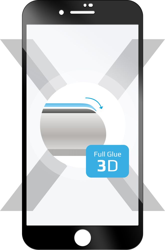 Levně tvrzené sklo pro mobilní telefon Ochranné tvrzené sklo Fixed 3D Full-cover pro Apple iPhone 7 Plus/8 Plus, s lepením přes celý displej, černé, 0.33 mm
