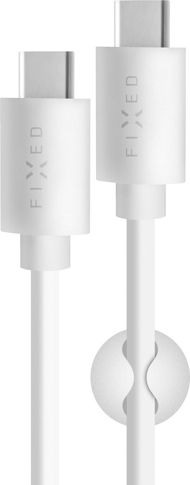 Dlouhý datový a nabíjecí kabel FIXED s konektory USB-C/USB-C a podporou PD, USB 2.0, 2 metry, 60W, bílý