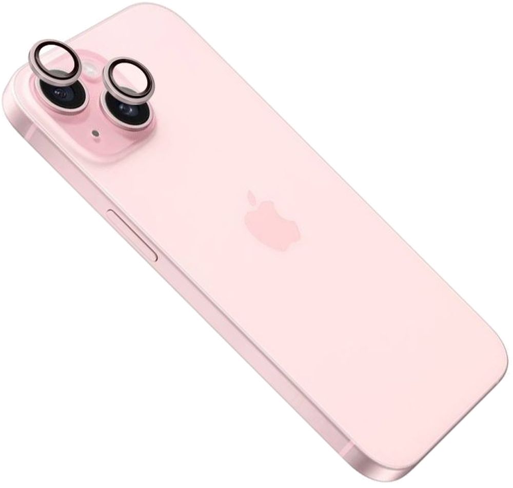 Levně tvrzené sklo pro mobilní telefon Ochranná skla čoček fotoaparátů Fixed Camera Glass pro Apple iPhone 15/15 Plus, růžová