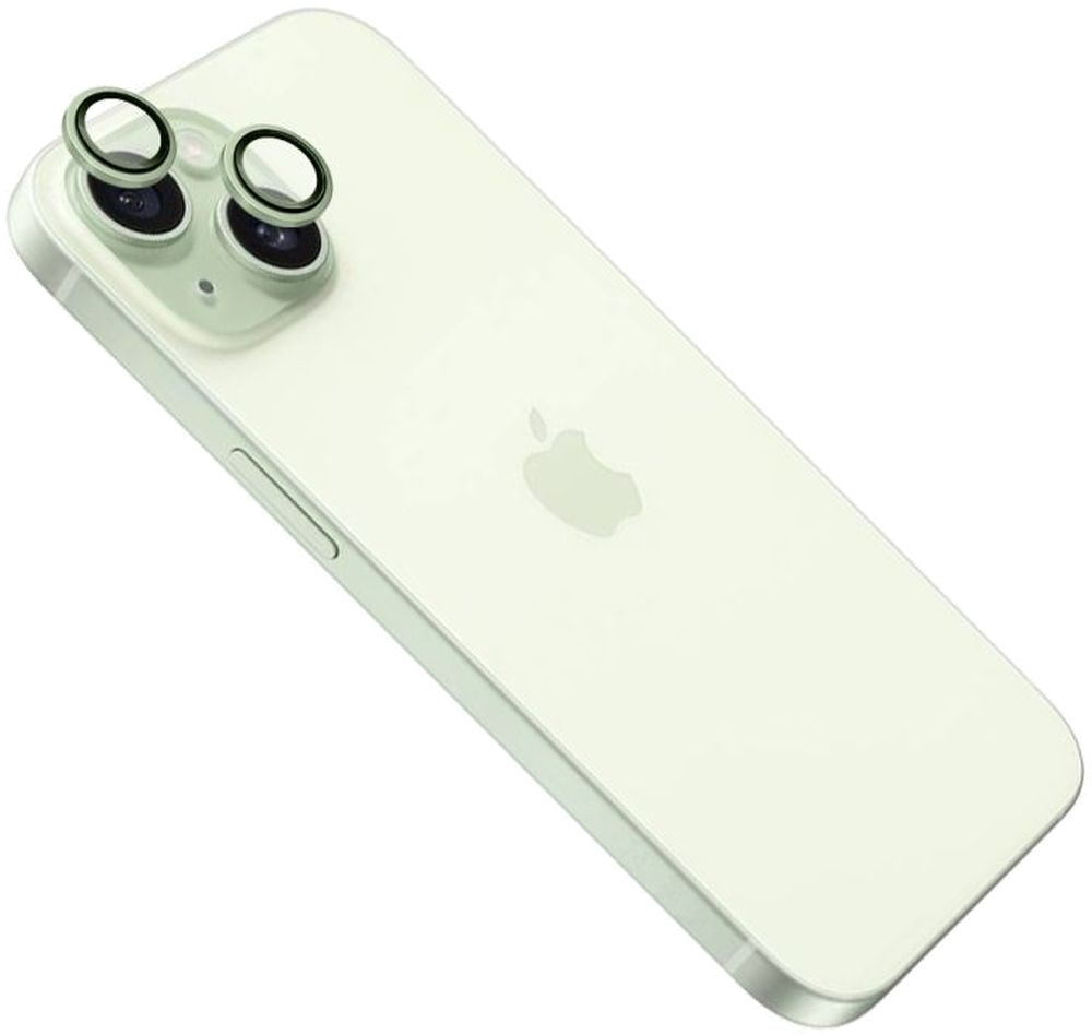 Levně tvrzené sklo pro mobilní telefon Ochranná skla čoček fotoaparátů Fixed Camera Glass pro Apple iPhone 15/15 Plus, světle zelená