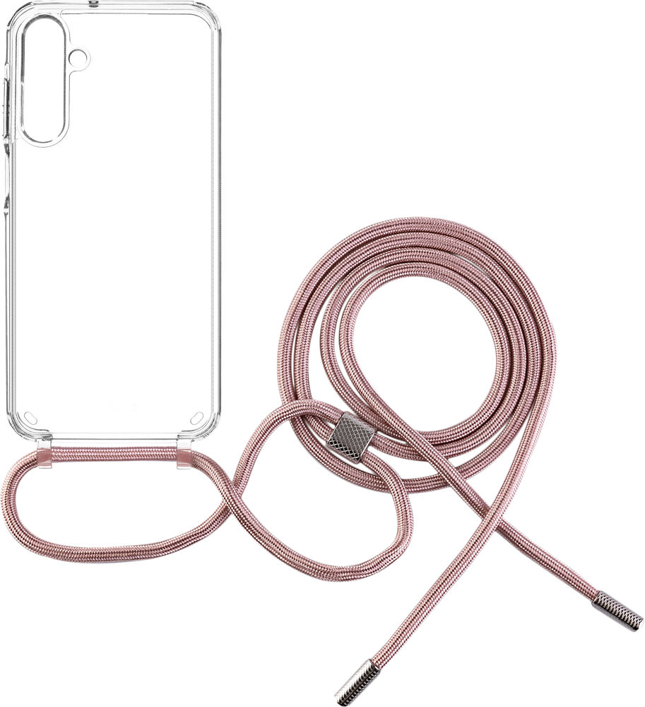 pouzdro na mobil Pouzdro Fixed Pure Neck s růžovou šňůrkou na krk pro Samsung Galaxy A25 5G