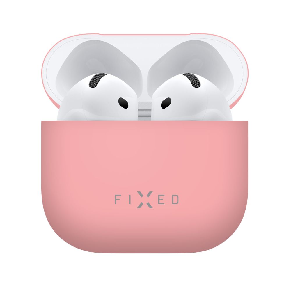 pouzdro na tablet Ultratenké silikonové pouzdro Fixed Silky pro Apple Airpods 4, růžové