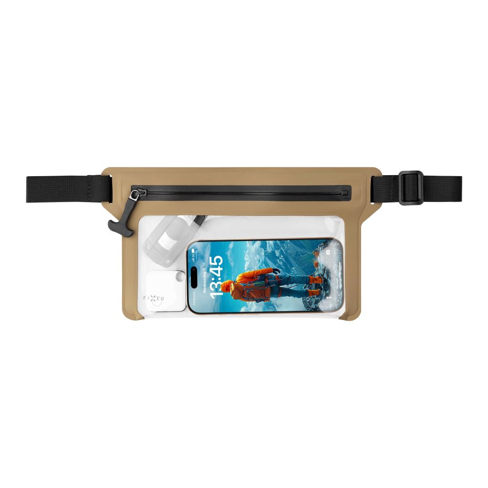 pouzdro na mobil Voděodolné pouzdro Fixed Dry Belt okolo pasu z hypalonu s certifikací Ipx8, khaki