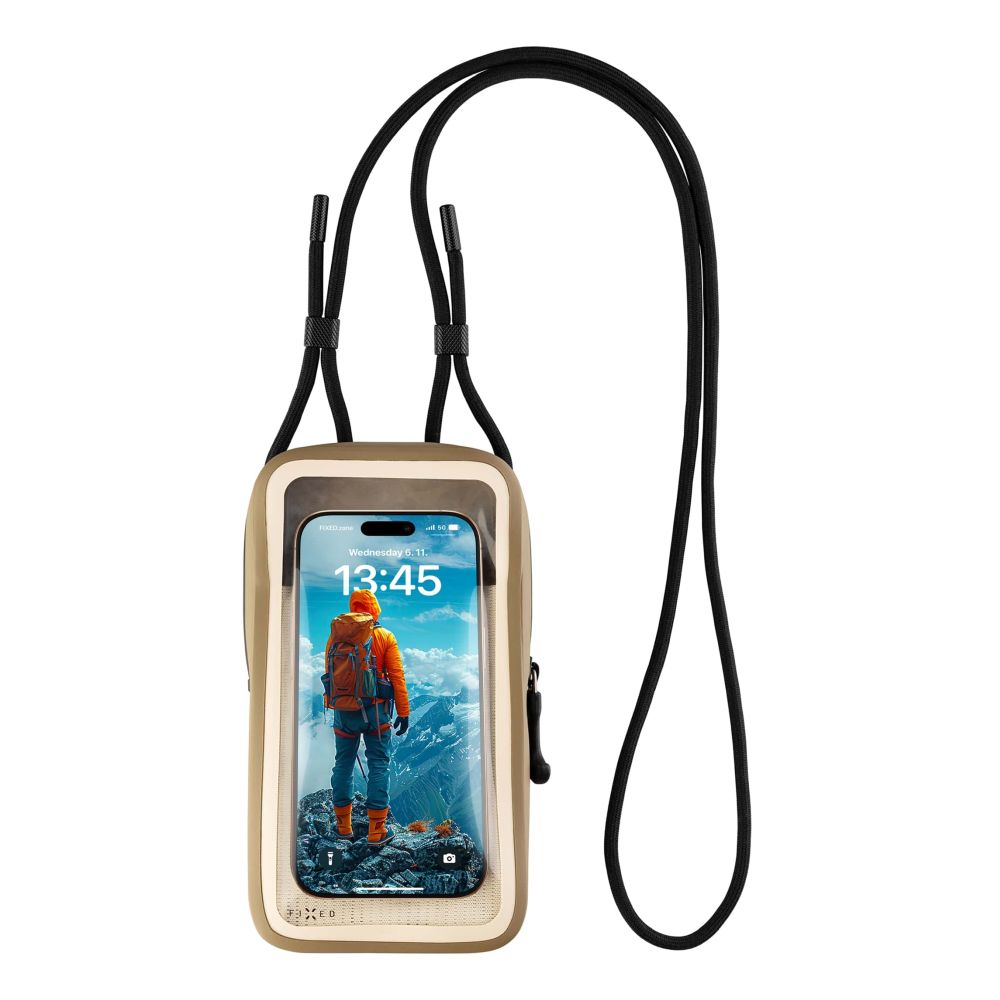 pouzdro na mobil Voděodolné pouzdro na mobilní telefon Fixed Dry Case z hypalonu s certifikací Ipx8, khaki