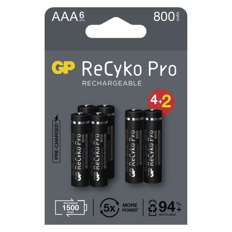 Gp nabíjecí baterie Recyko Pro Professional Aaa (HR03), 6 ks