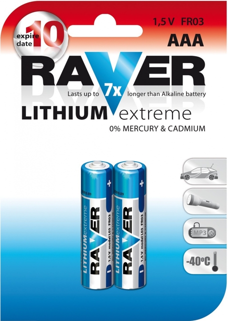 Levně Raver mikrotužková baterie Aaa B7811 Lithiova R03