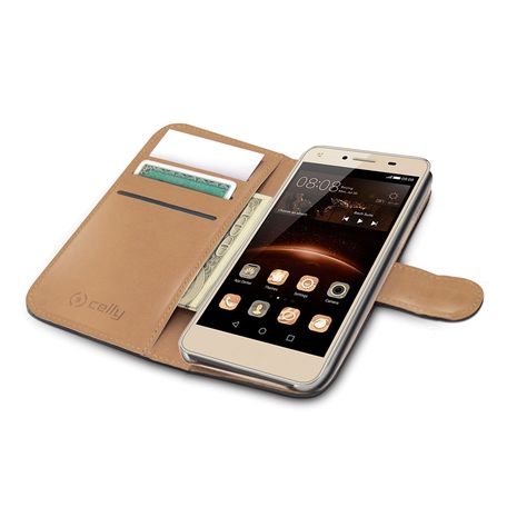 Levně pouzdro na mobil Pouzdro typu kniha Celly Wally pro Huawei Y5 Ii, Pu kůže, černé