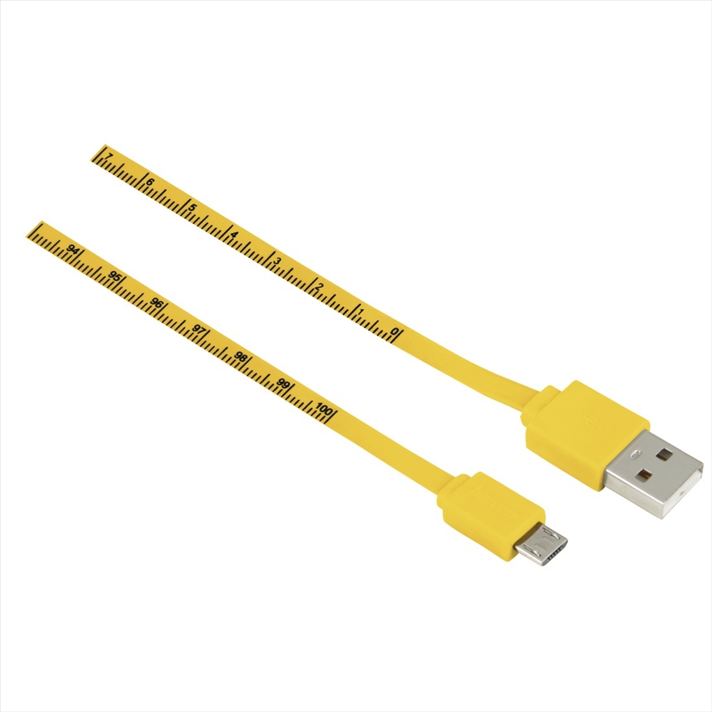 Levně Hama Usb kabel micro Usb kabel Metr, 1 m, měřítko, žlutý
