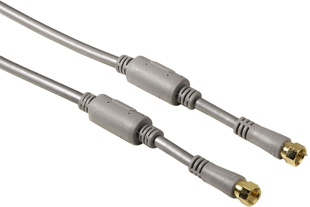 Hama SAT propojovací kabel, F-vidlice - F-vidlice, 100 dB, pozlacený, ferity, šedý, 3 m