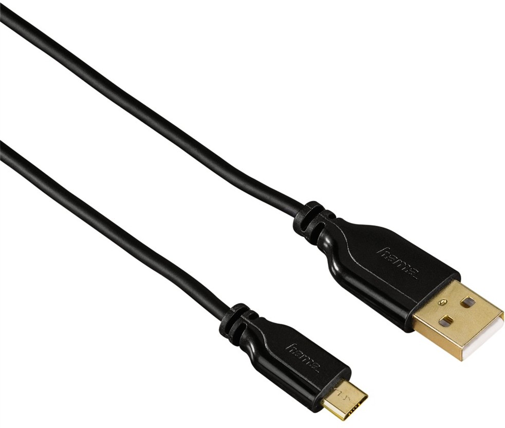 Levně Hama kabel micro Usb kabel Flexi-slim, oboustranný konektor, 0,75 m, černý
