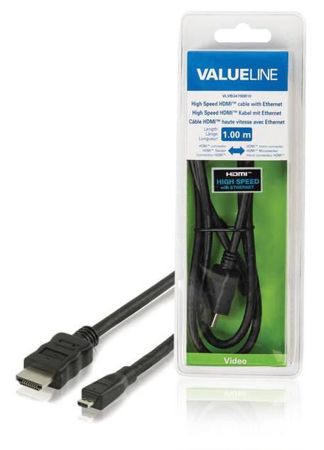 Levně Valueline Hdmi kabel Vlvb34700b10 Hdmi-µhdmi, 1m
