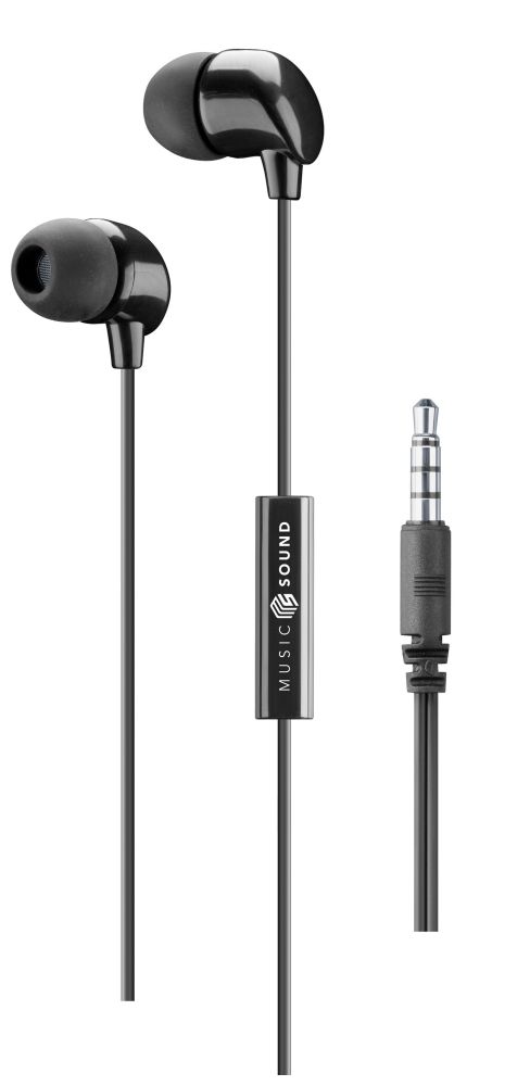 Levně Drátová špuntová sluchátka Music Sound s konektorem 3,5mm jack, černá