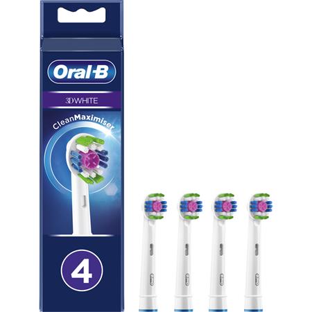 Levně Oral-b Eb 18-4 3D White náhradní hlavice s Technologií Cleanmaximiser, 4 ks