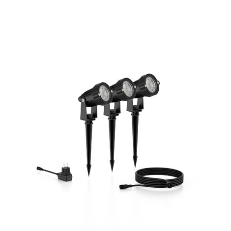 Caper Gardenlink venkovní nízkonapětové zemní svítidlo 3x Led 1,5W 180lm 2700K 24V Ip44, černé