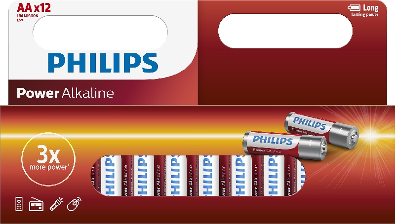 Levně Philips tužková baterie Aa baterie Aa Power Alkaline - 12ks