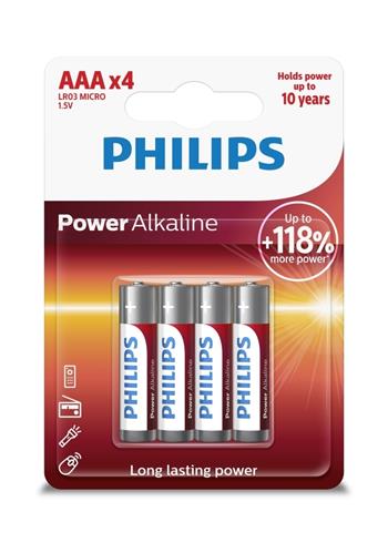 Levně Philips mikrotužková baterie Aaa baterie Aaa Powerlife, alkalická - 4ks