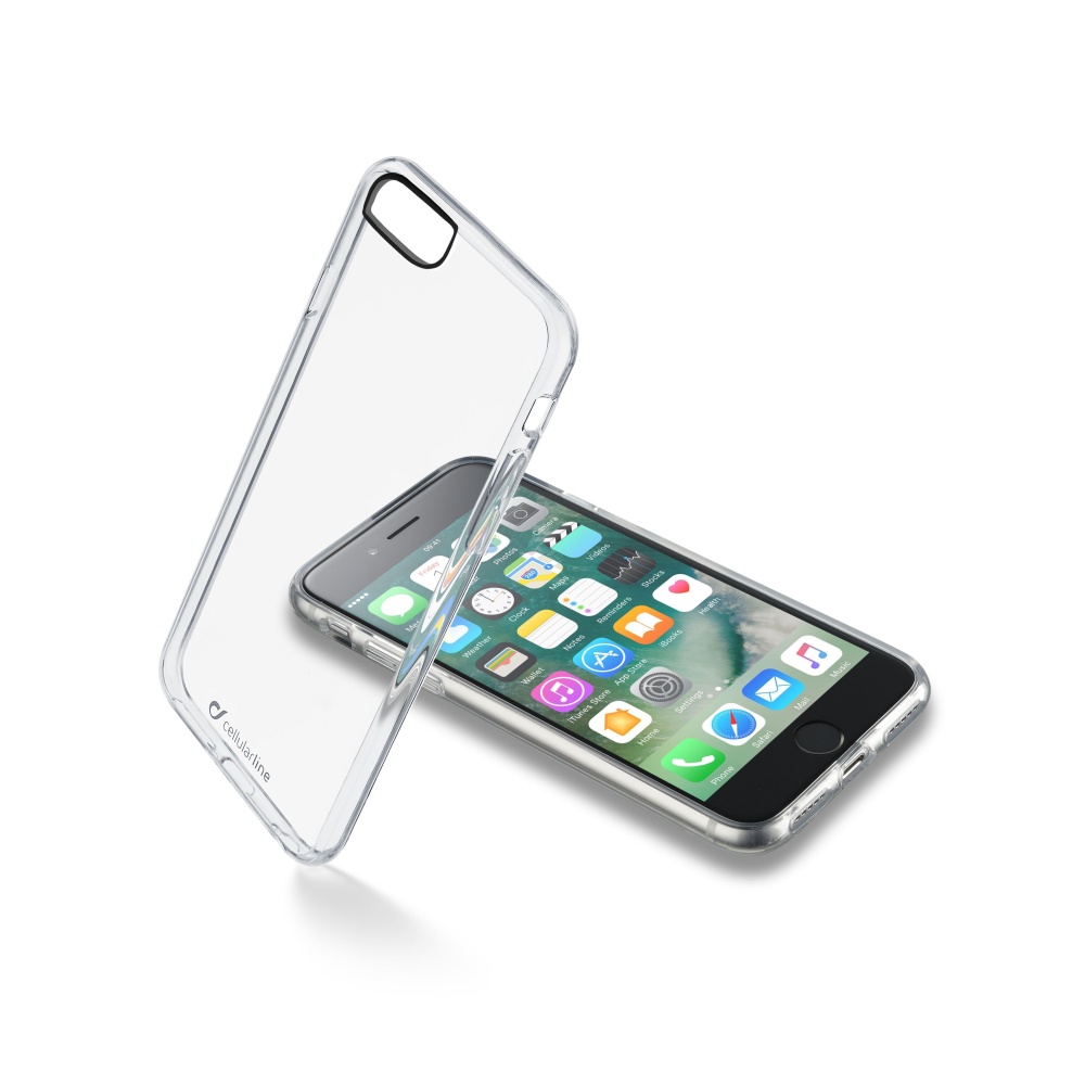 Levně pouzdro na mobil Zadní čirý kryt s ochranným rámečkem Cellularline Clear Duo pro Apple iPhone 7/8/SE (2020)