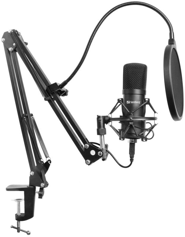 Levně Sandberg Streamer Usb Microphone Kit Streamer Usb Microphone Kit, Studio microphone, -27 dB, 30 - 16000 Hz, 24 bit, 96 kHz, Unidirectional