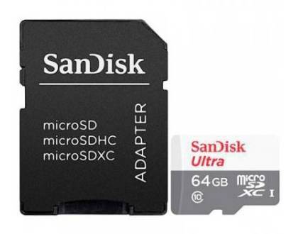 SanDisk Ultra - Paměťová karta flash (adaptér microSDHC - SD zahrnuto) - 64 GB - Class 10 - microSDX