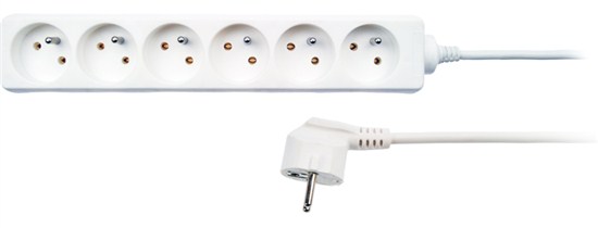 Solight prodlužovací přívod, 6 zásuvek, bílý, 3m Pp62